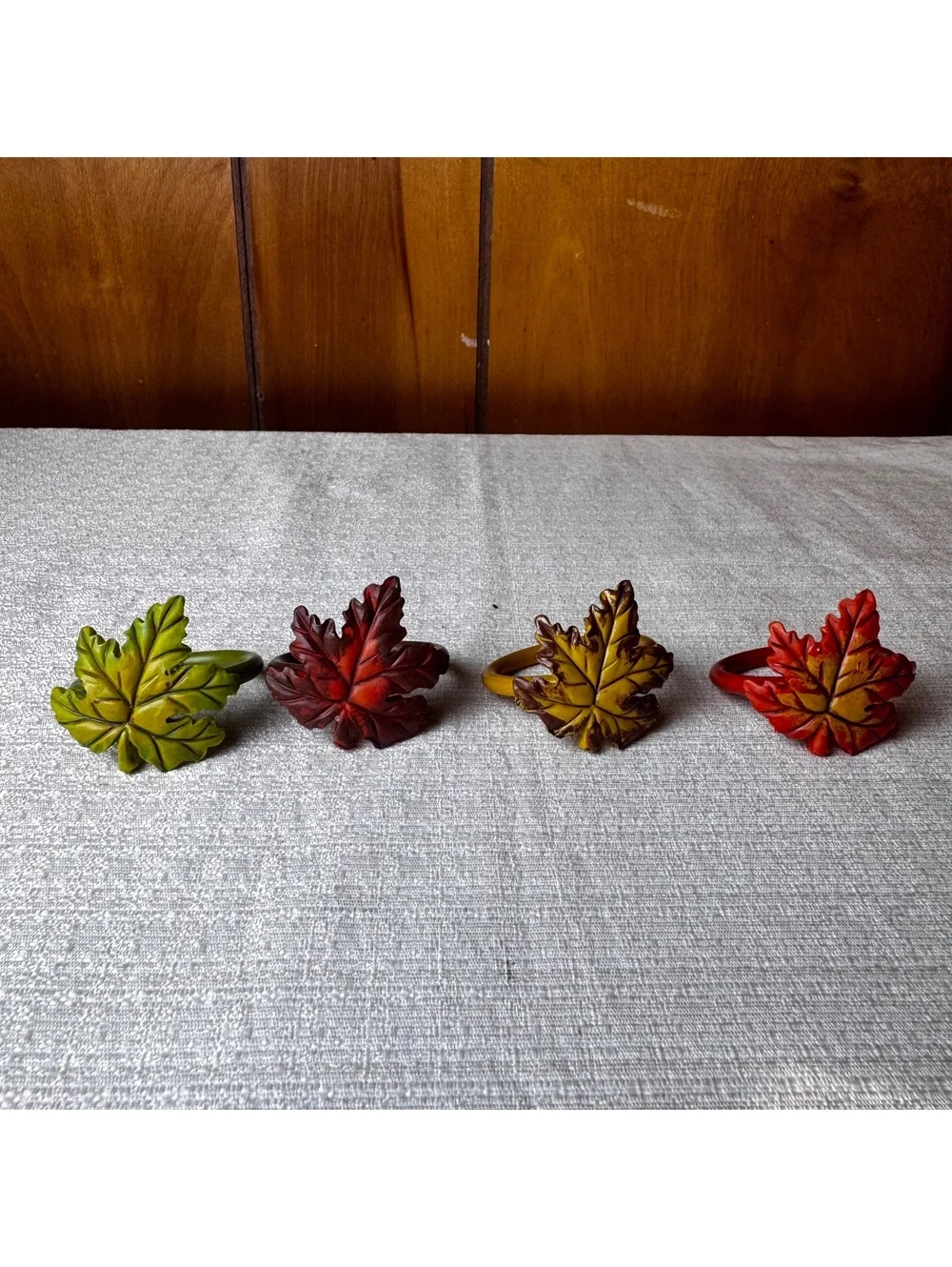 Vintage Napa Plum Maple Leaf Napkin Rings Set Of 4 Autumn Thanksgiving Table
